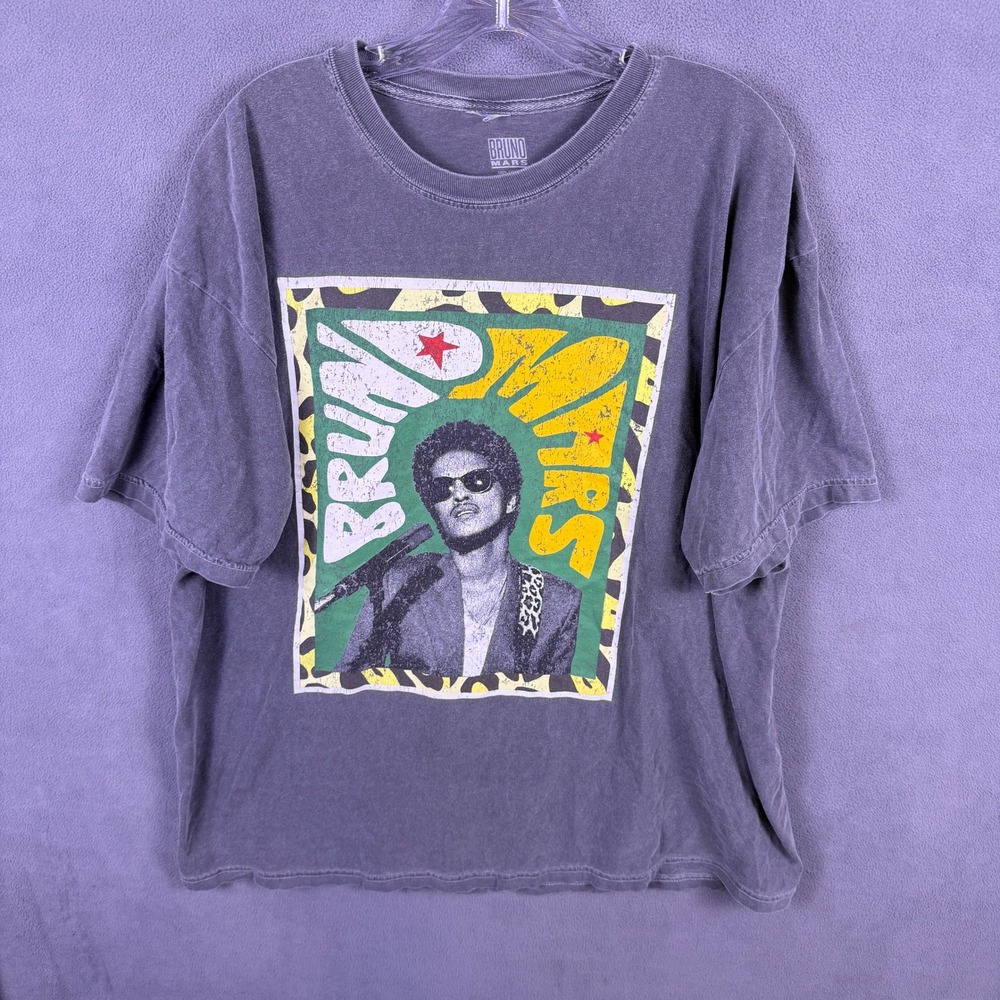 Bruno Mars T-Shirt Mens 2XL Gray Graphic Concert Tour Music 2023